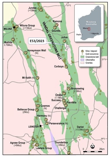 Yandal Belt regional geology with E53/2023